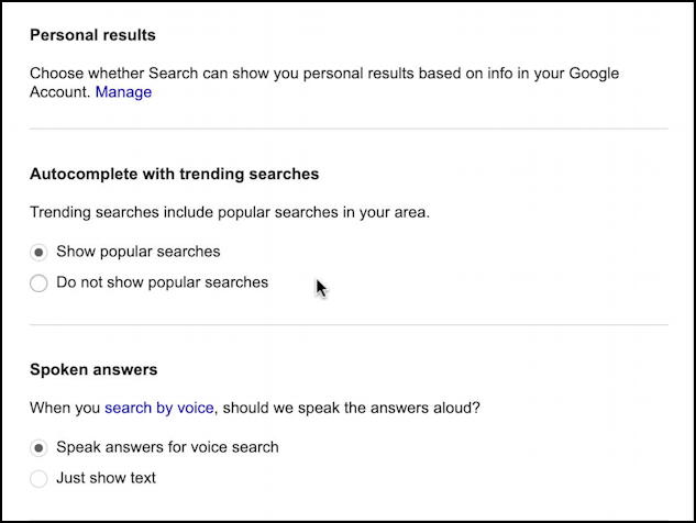 google search settings - more preferences and options privacy