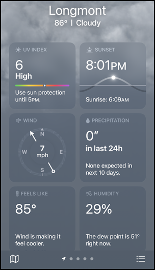 iphone weather app details info - longmont co detailed info