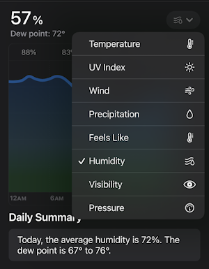 iphone weather app details info - analytic graph menu