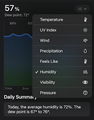 iphone weather app details info - analytic graph menu