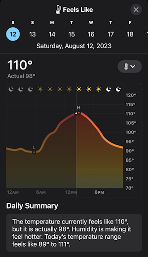 iphone weather app details info - lake charles louisiana