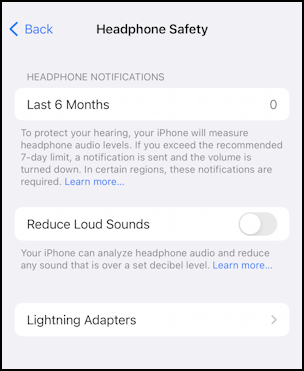 iphone set max volume level hearing - headphone safety disabled