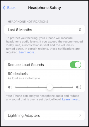 iphone set max volume level hearing - reduce max loud sounds 90db
