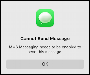 mac cannot send enable mms fix - error message pop up