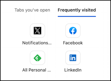 microsoft edge split screen feature - frequently visited