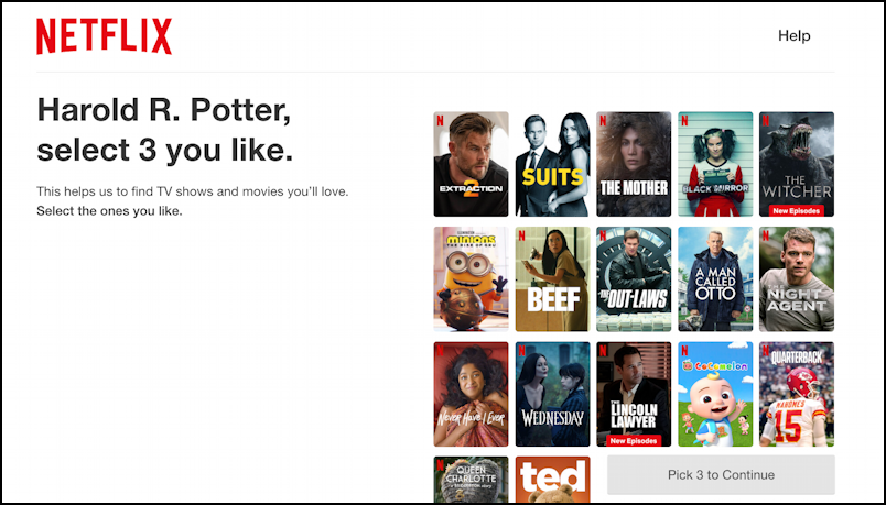 netflix profiles add new - what movies do you like?