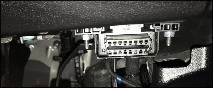 typical obdii obd2 port in vehicle car