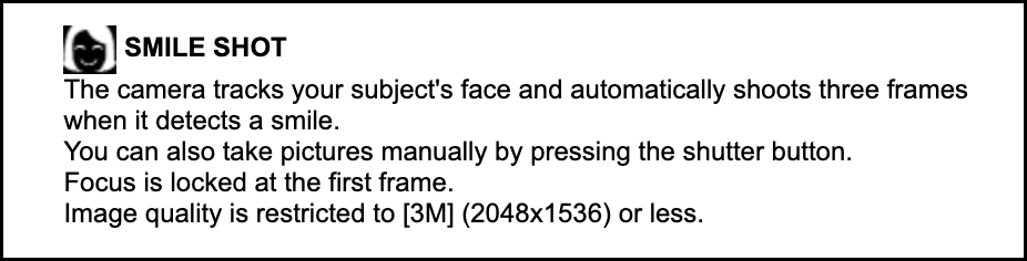 how Olympus smile shot camera processing image works