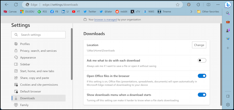 edge office 365 file link download - settings > office files