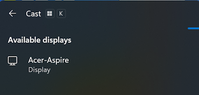 win11 shortcuts - cast screen to - available miracast cast display