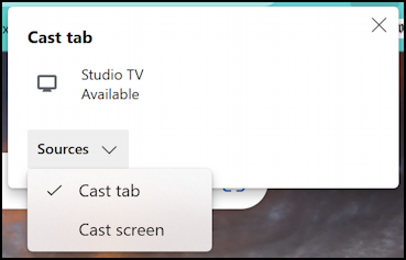 win11 shortcuts - chromecast screen to - sources