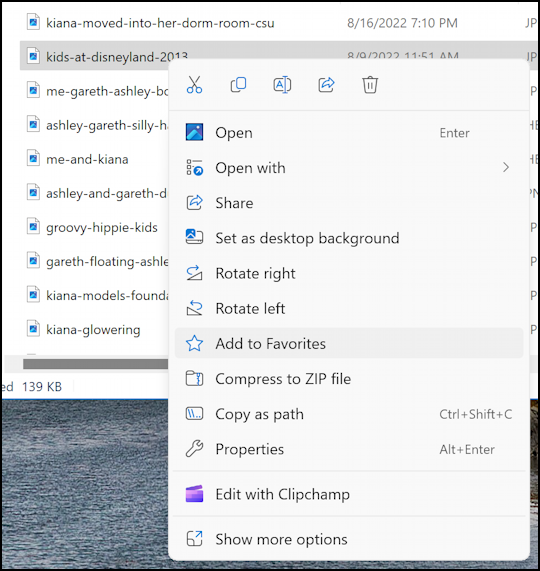 new win11 file explorer - right click to mark as favorite