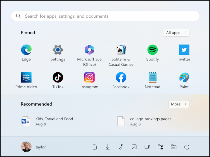windows find app voice recorder - start menu