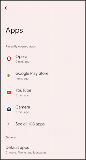 android 13 change default web browser opera - recent apps