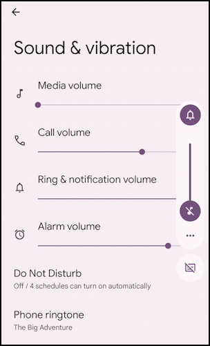 android ring ringtone volume - settings > sound & vibration - set to mute