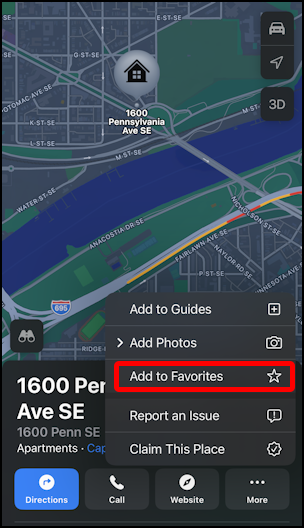 apple maps iphone mac favorites - add address to favorites