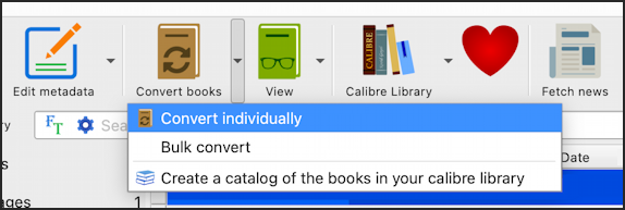 calibre ebook conversion app - convert individually