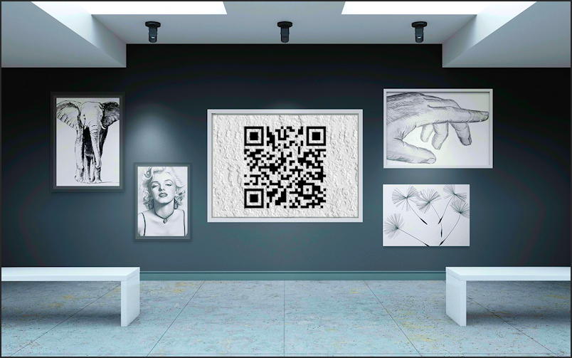 art gallery with qr code composite image