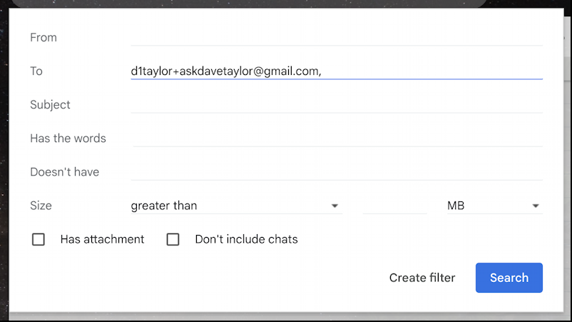 gmail plus notation email address filtering - filter by recipient address