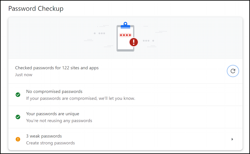 google chrome ad privacy - password checkup
