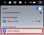 hilton honors hotel connect to wireless wifi network mac macos apple how to