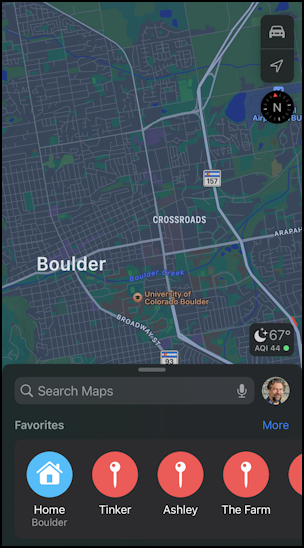 apple maps iphone mac favorites - default view