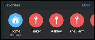apple maps iphone mac favorites - tap on "MORE"