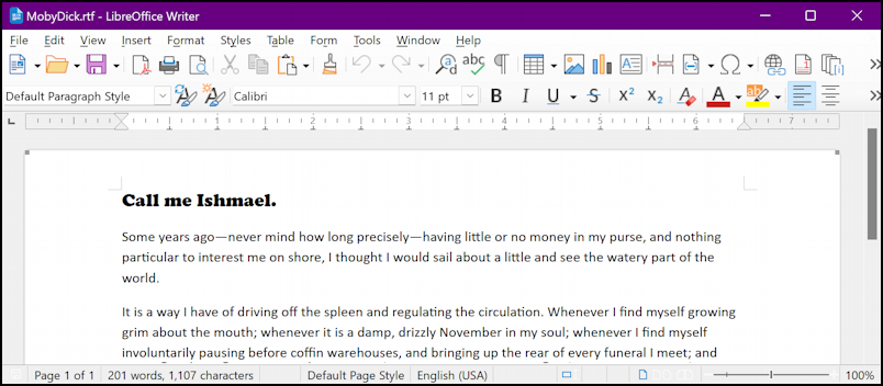 libreoffice writer - open with document