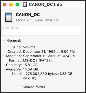 mac read camera sdcard data - get info