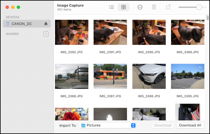 mac read camera sdcard data - image capture