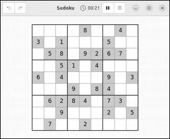 sudoku for ubuntu linux - app gnome puzzle shown