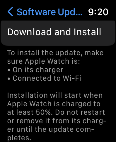 apple watch watchos force update - download and install