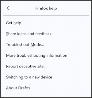 firefox for windows 11 pc - settings > help menu