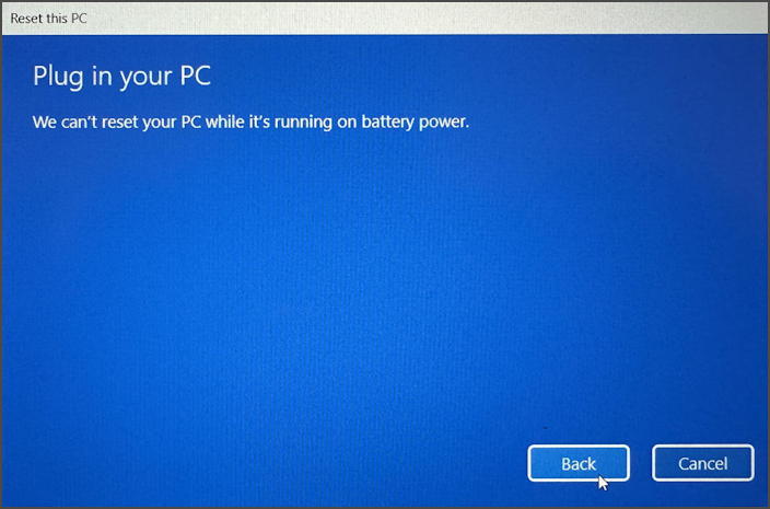 wipe reset windows 11 pc - plug me in