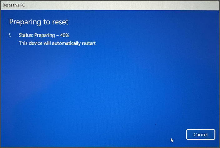 wipe reset windows 11 pc - starting reset