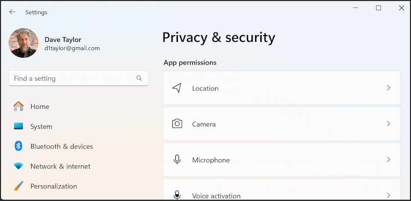 windows 11 privacy & security - app permissions