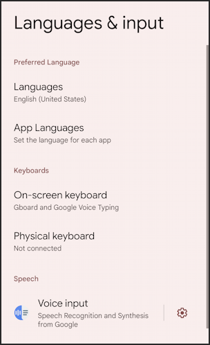 android 13 app language - settings > system > languages & input