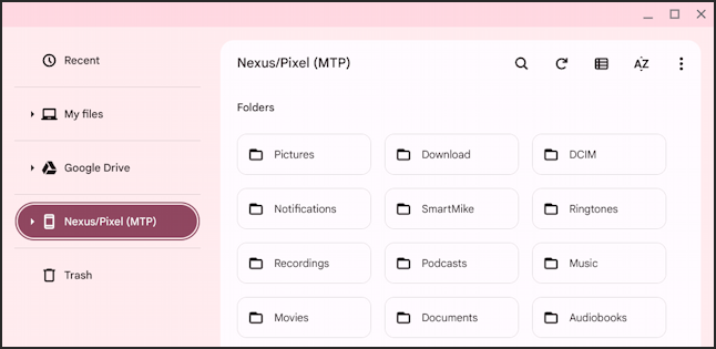 chromebook connected android phone - phone in files app