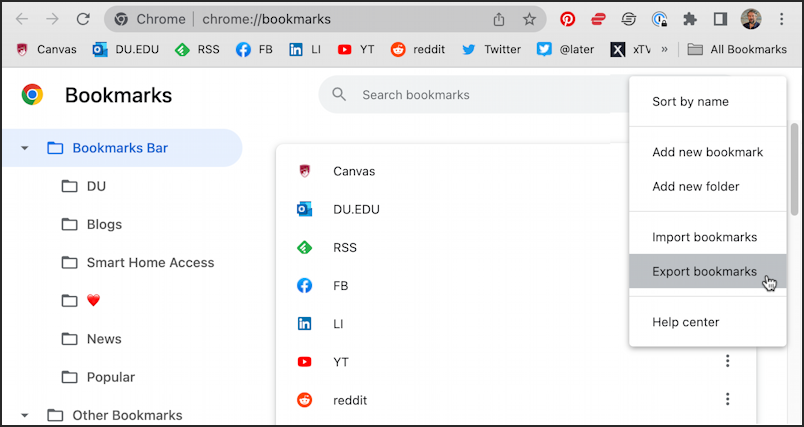 google chrome export bookmarks favorites - bookmark manager