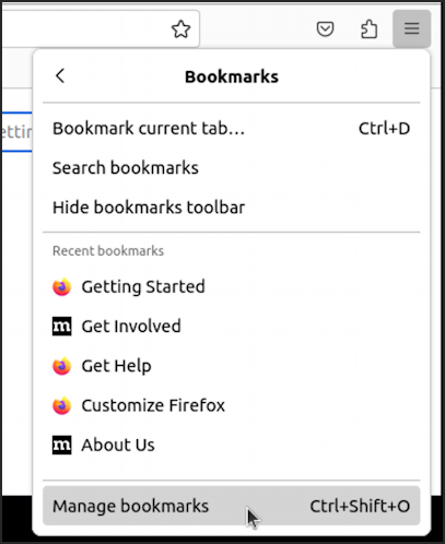 firefox import favorites bookmarks - bookmarks menu