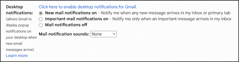 gmail audio notifications - all settings > general > notifications