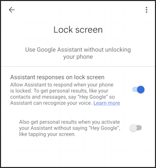 enable ok hey google assistant android - lock screen