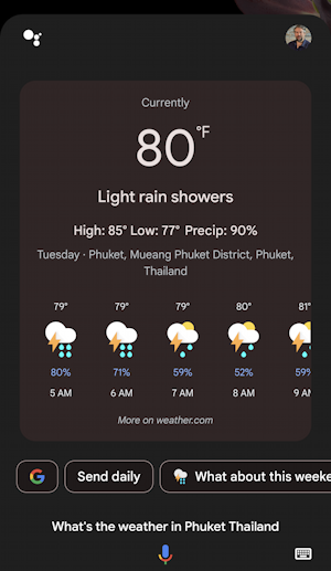 hey google ok demo - weather in thailand