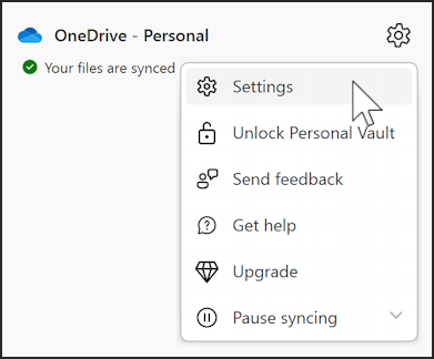 microsoft onedrive - app window menu