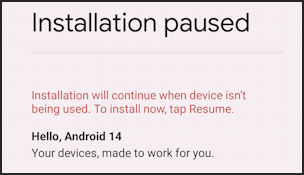 update pixel phone to android 14 - installation paused