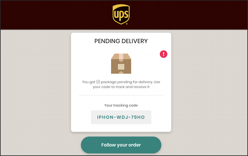 ups delivery spam scam email - scam site home page