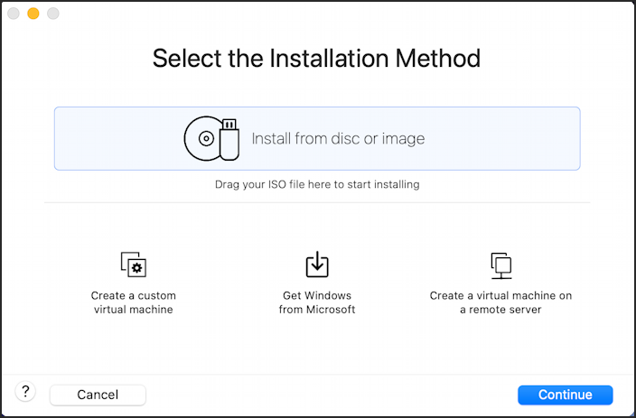 vmware fusion file > new virtual machine vm