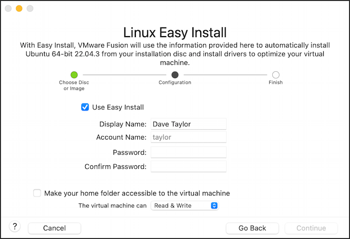 install fedora linux arm in vmware fusion mac - set initial login