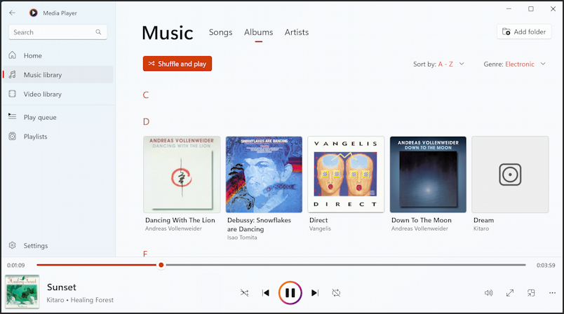 windows media player - albums by artist