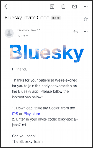 bluesky social get started - invitation
